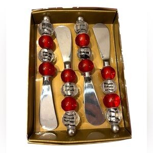 NIB Biltmore Spreader Set Silver and Red Beaded Spreaders